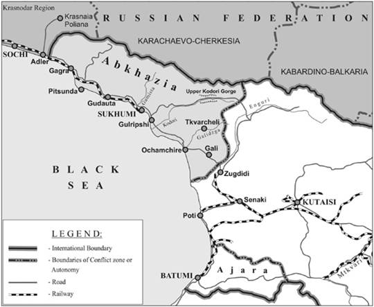 aggression in europe map. MAP OF ABKHAZIA