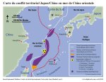 La carte du conflit territorial Japon/Chine en mer de Chine orientale