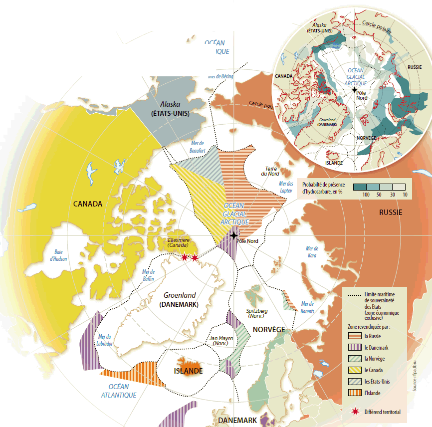 Carte géopolitique du pôle nord. Quels acteurs, quelles concurrences