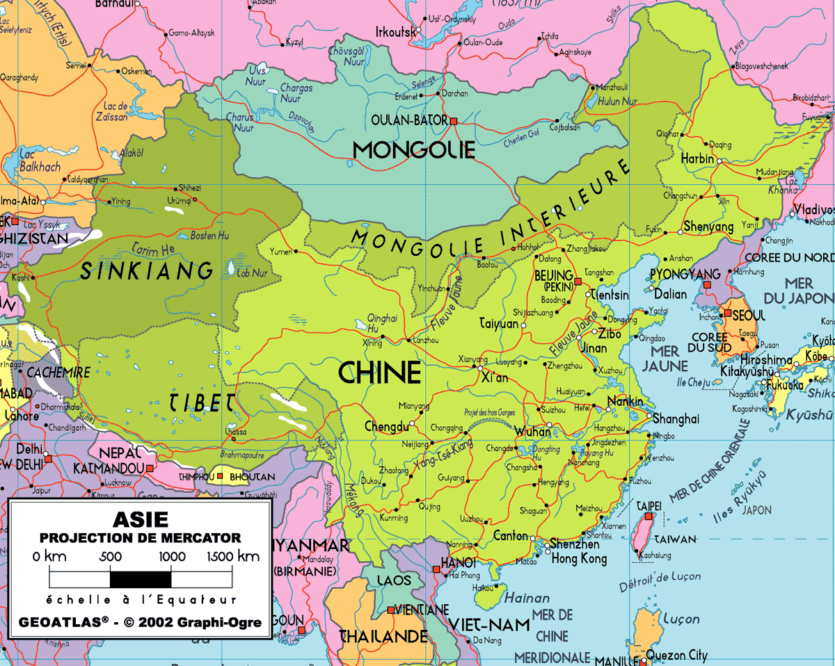 la carte geographie de la chine