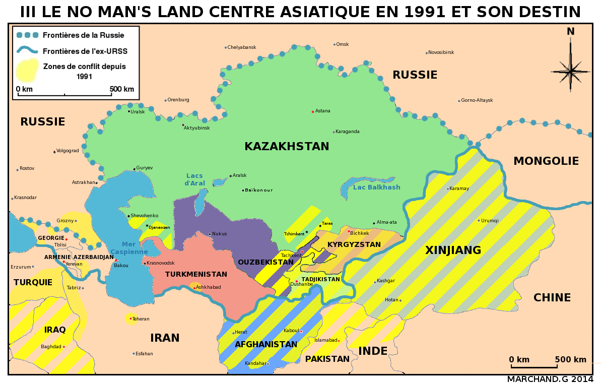 républiques d asie centrale carte géographique