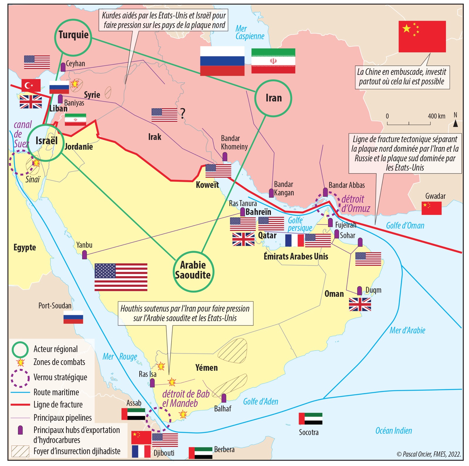 Carte. La tectonique des plaques au Moyen-Orient