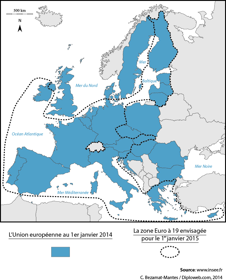 La Carte De La Zone Euro à 19 Avec La Lituanie Au 0101
