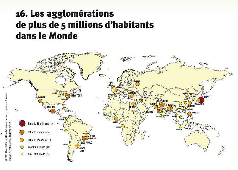 Carte Des Agglomérations De Plus De 5 Millions Dhabitant Monde