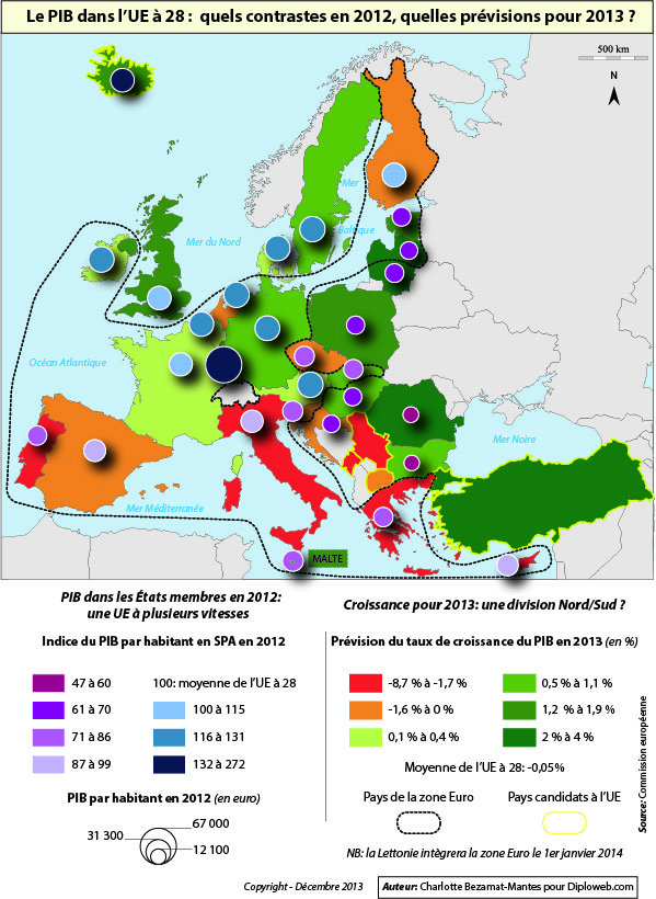 Carte Des Contrastes Du Pib Dans Lue 28 2012 Et 2013