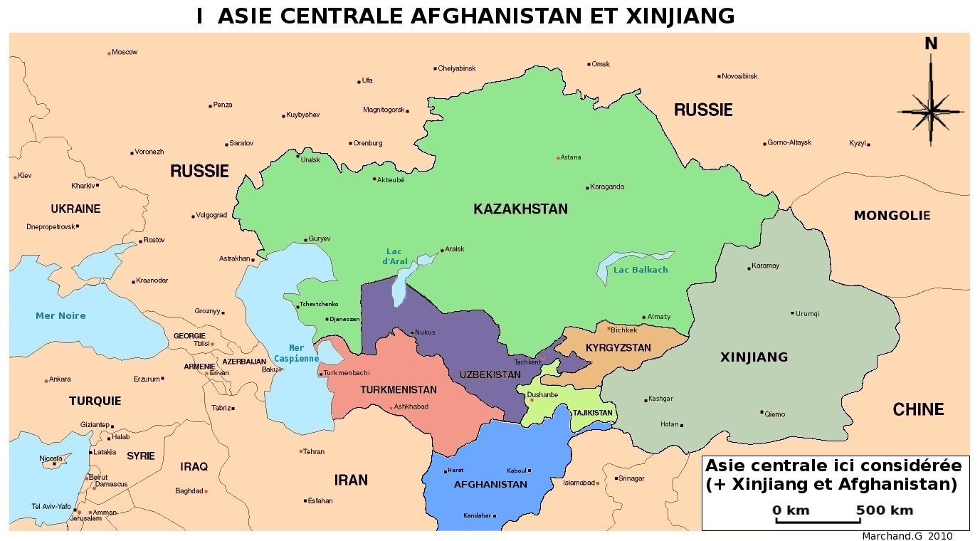 carte du monde asie centrale