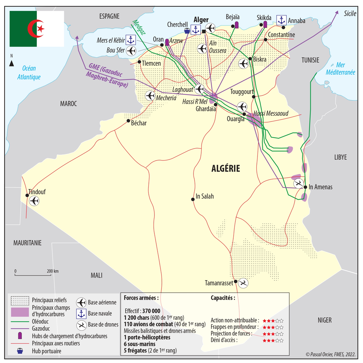 Carte de l'Algérie, commentée. FMES
