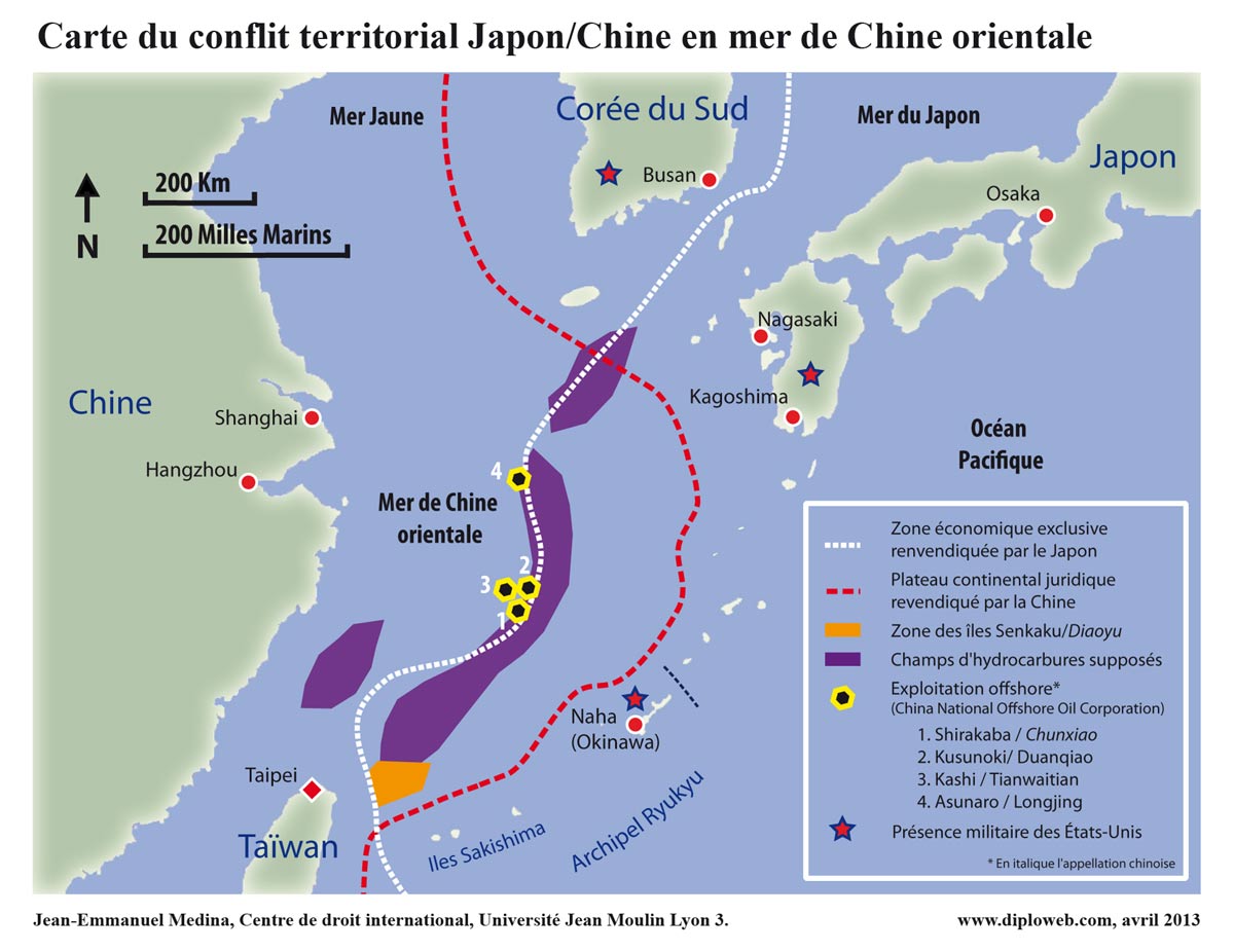 Carte Du Conflit Territorial Japonchine En Mer De Chine