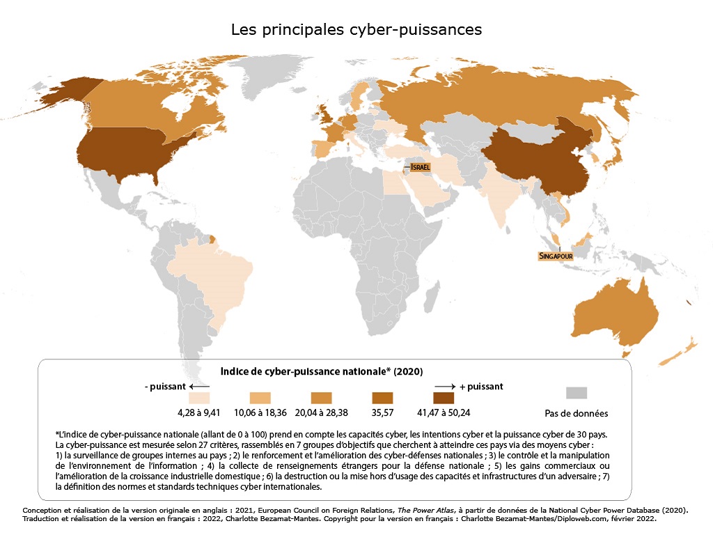 Carte. Les principales cyber-puissances