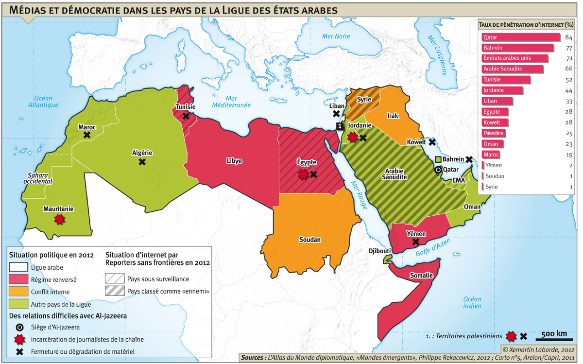 Cartes illustrant les differents niveaux de contestations