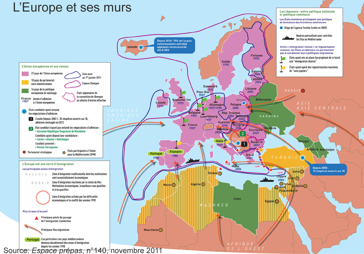 Carte De Leurope Et Ses Murs Géopolitique A Nonjon