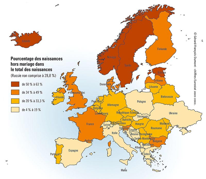 Europe Pourcentage Des Naissances Hors Mariages Dans Le