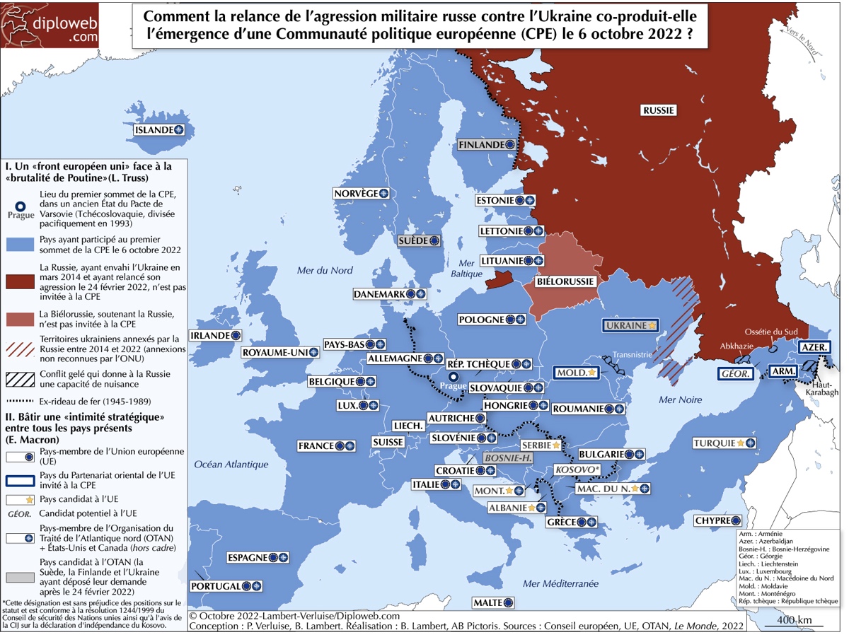 Carte de la Communauté politique européenne, créée le 6 octobre 2022