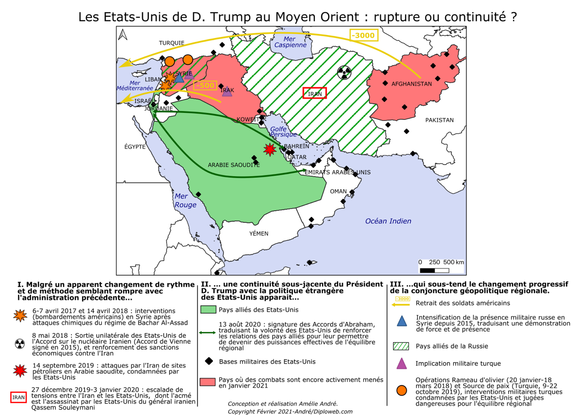 Carte. Les Etats-Unis de Donald Trump au Moyen-Orient : rupture ou continuité ?