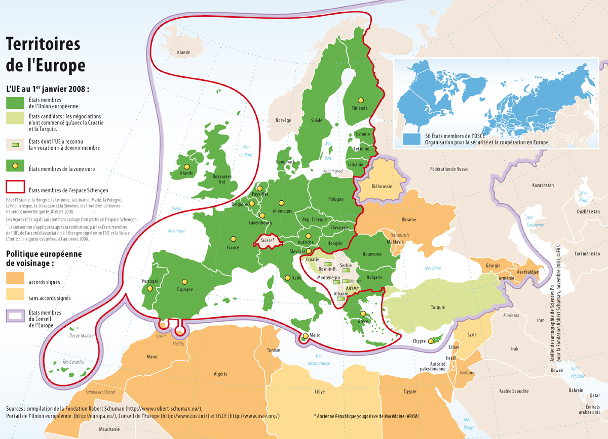 Carte Des Territoires De Leurope Lue Au 1er Janvier 2008