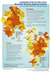 Carte de la géographie sociale des villes-centres des grandes métropoles régionales françaises. 