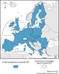 La carte de l'UE-28 et de la zone euro à 19 au 1er janvier 2015
