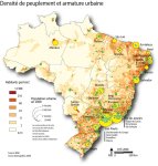 Densité de peuplement et armature urbaine du Brésil