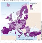 Carte du taux de chômage dans l'UE et les pays candidats