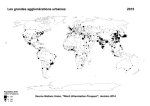 Carte - Planisphère des grandes agglomérations urbaines dans le monde en 2015