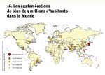 Planisphère des agglomérations de plus de 5 millions d'habitants