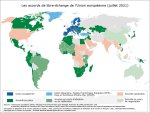 Carte. Les accords de libre-échange de l'Union européenne juillet 2021
