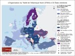Carte. L'Organisation du Traité de l'Atlantique Nord (OTAN) à 30 Etats membres