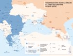 Carte. Organisations multilatérales et zones de tensions en mer Noire 