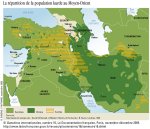 Carte de la répartition de la population kurde au Moyen-Orient