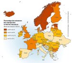 Europe - Pourcentage des naissances hors mariages dans le total des naissances