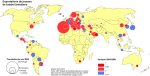 Planisphère "Exportations" de joueurs brésiliens de futebol 